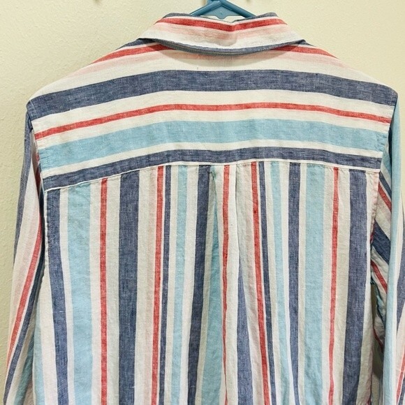 L.L. Bean Women's Premium Washable Linen Drawstring Tunic, Stripe Size Medium - Picture 10 of 14
